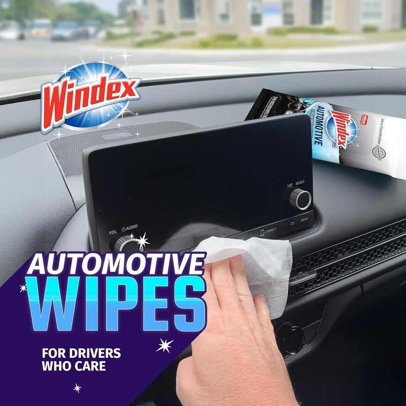 Windex Auto Wipes for Car Windows, Mirrors and Screens, Pre-Moistened Car Cleaner Wipes for Quick Streak-Free Shine, Guaranteed Safe for Tinted Windows and Electronics, 25 count (Pack of 1) - Image 3